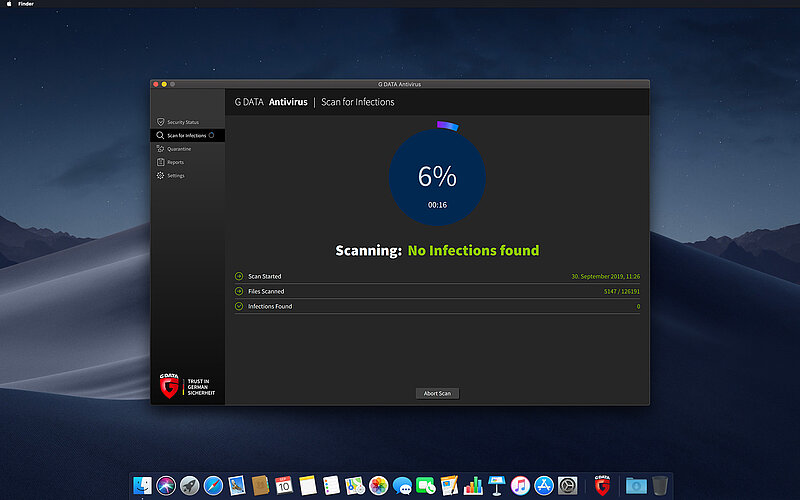 G DATA Antivirus Mac Virus scan without detection