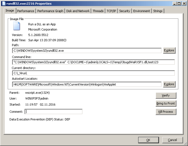 Screenshot of Locky's Command Line Execution