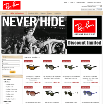 Screenshot of a Ray-Ban shop copy