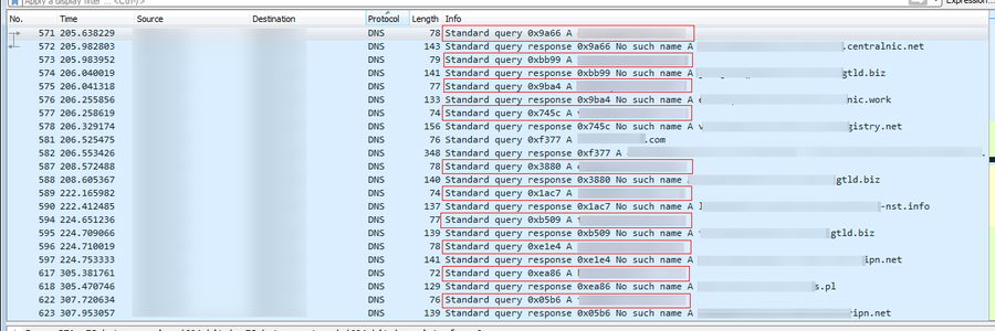 Screenshot: Network traffic of Odin trying to connect to a C2 server