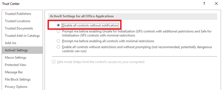 remove activex controls word remove activex controls word