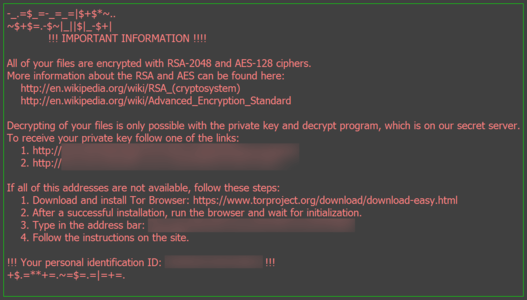 Screenshot of the Ransomware Note Payload
