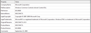 Sample MSCOMCTL details (Click to enlarge)