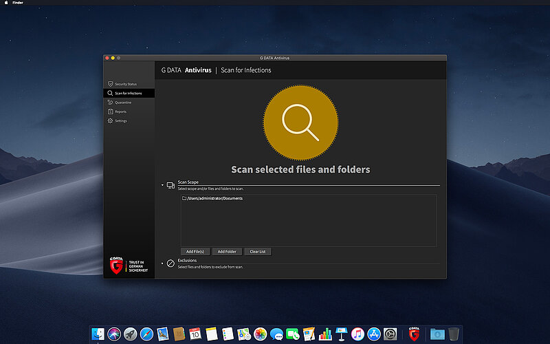 G DATA Antivirus Mac virus scanner