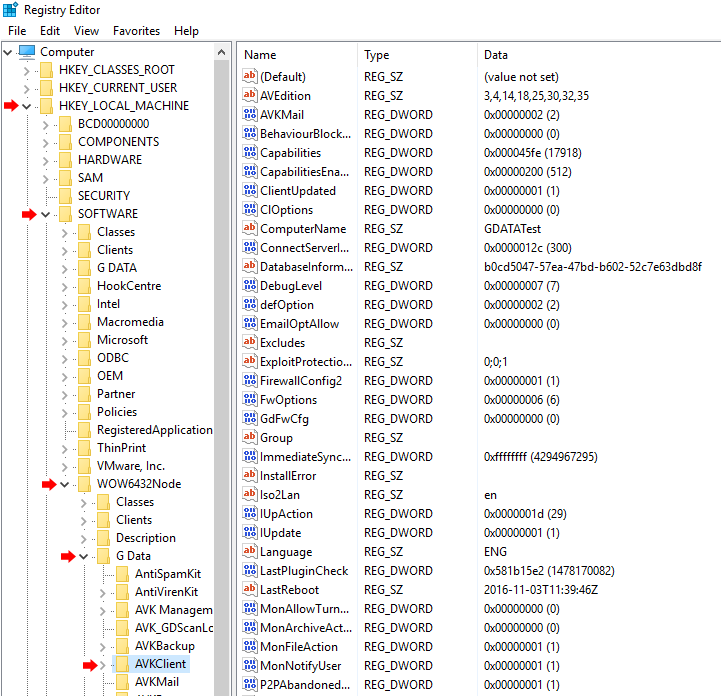 Windows Registry AVClient