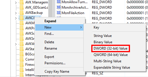 Windows Registry New DWORD