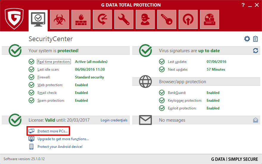 how to add additional devices to your license for windows or android g data