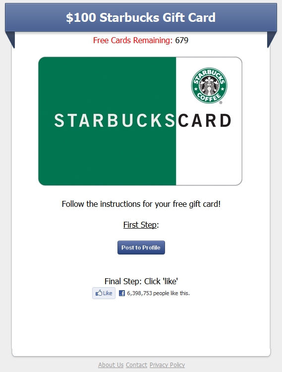 Gift Card Mania Fake Starbucks Gift Cards Spreading On Facebook
