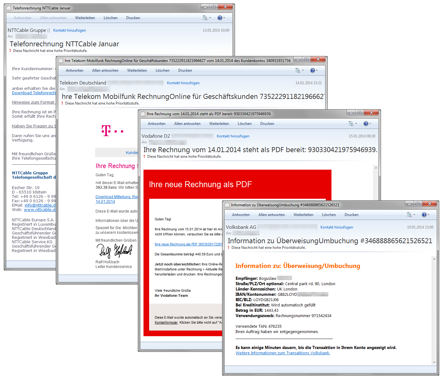 cridex mails composed small