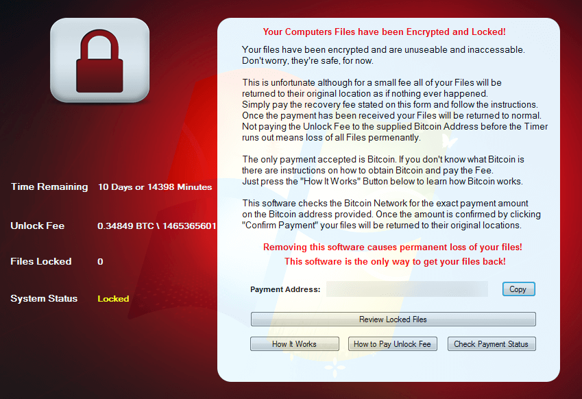 Screenshot: Manamecrypt shows its demands